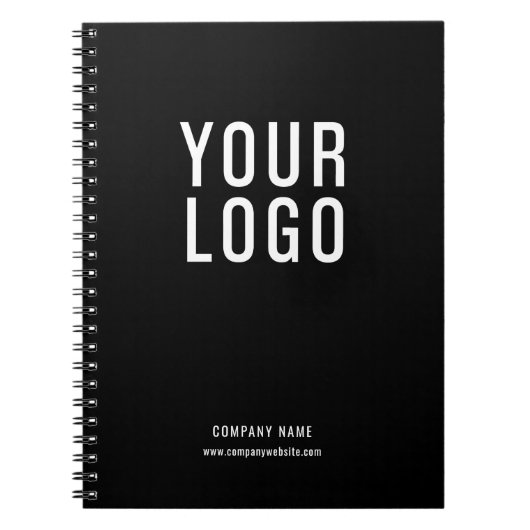 Zakelijke Logo Eenvoudig Zwart Promotioneel Notitieboek (Voorkant)