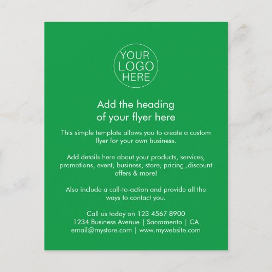 Zakelijke Logo | Eenvoudige Groene Douane Flyer (Achterkant)