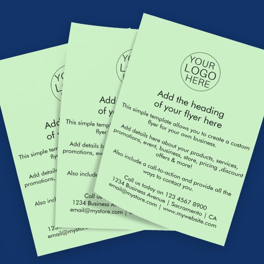 Zakelijke Logo | Eenvoudige, lichtgroene aangepast Flyer