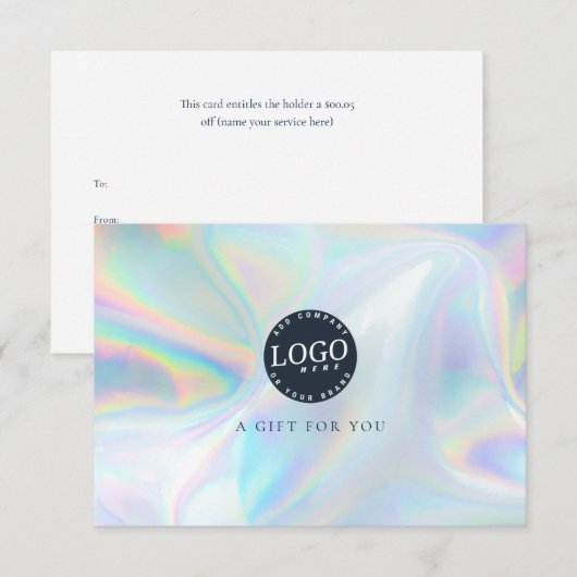 Zakelijke Logo Elegant Holografisch Cadeaubon (Voorkant / Achterkant)