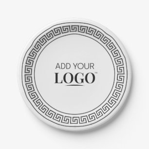 Zakelijke Logo Elegante zwart-wit Griekse Meander Papieren Bordje