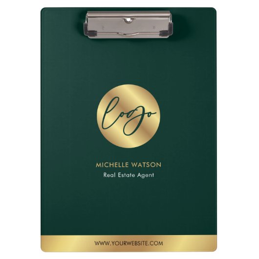 Zakelijke Logo Emerald Groen & Goud Promotie Klembord (Voorkant)