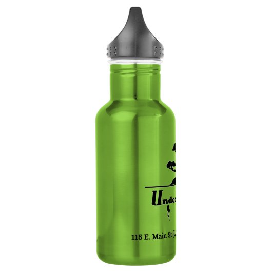 Zakelijke Logo en adres Lime Green Waterfles (Links)