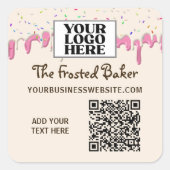Zakelijke Logo en QR Code Drip Frosting Vierkante Sticker (Voorkant)