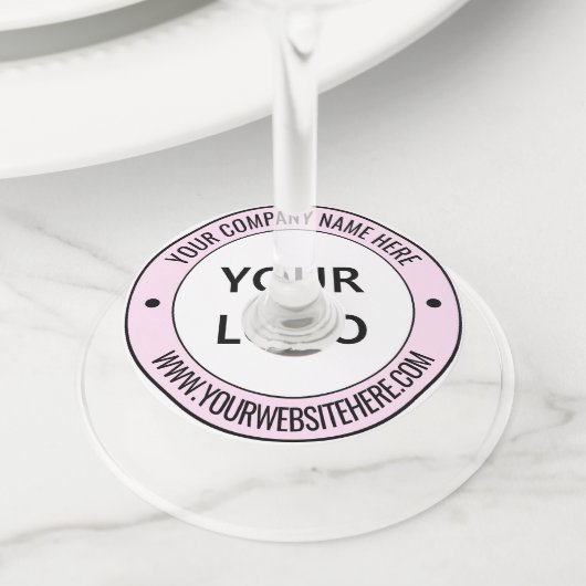 Zakelijke Logo en Tekst Wijnglas Label Sjabloon (Dichtbij)