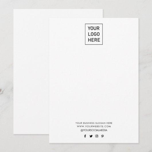 Zakelijke Logo en tekstbedrijf Elegant Minimalist Notitiekaartje (Voorkant / Achterkant)
