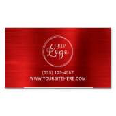 Zakelijke Logo Faux Bright Red Folie Magnetisch Visitekaartje (Voorkant)
