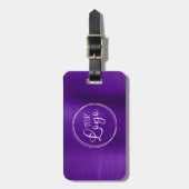 Zakelijke Logo Faux Violet Paarse Ombre Folie Bagagelabel (Voorkant verticaal)