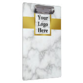Zakelijke Logo Faux Wit Marmer Goud Professioneel Klembord (Rechts)