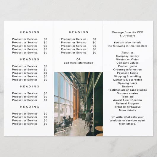 Zakelijke Logo Foto Chic Modern Tri Fold Brochure (Achterkant)