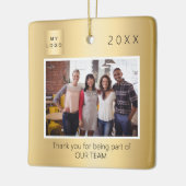 Zakelijke logo foto dank u gouden kerst keramisch ornament (Links)