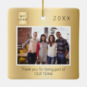 Zakelijke logo foto dank u gouden kerst keramisch ornament (Achterkant)