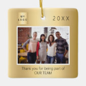 Zakelijke logo foto dank u gouden kerst keramisch ornament (Voorkant)
