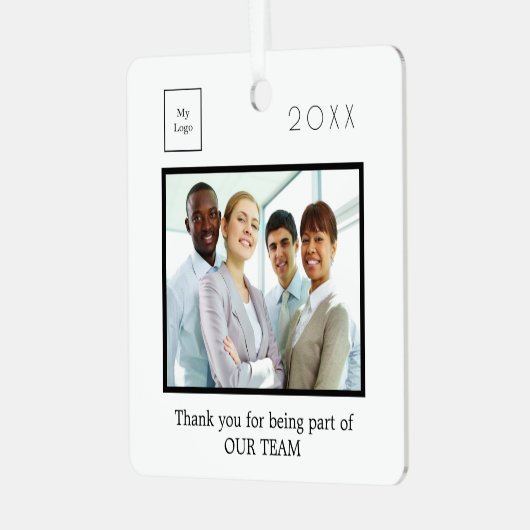 Zakelijke logo foto dank u wit metalen ornament (Voorkant links)