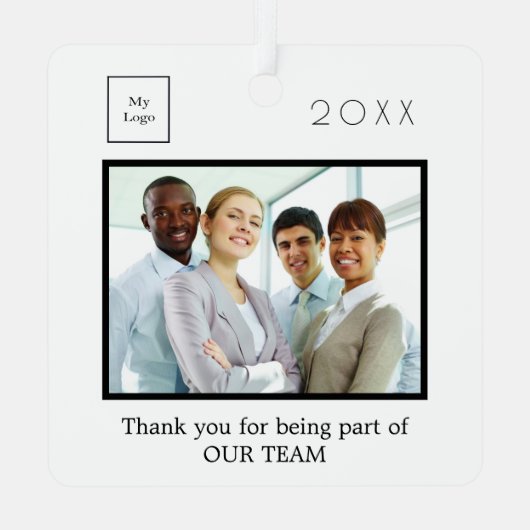 Zakelijke logo foto dank u wit metalen ornament (Achterkant)