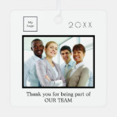 Zakelijke logo foto dank u wit metalen ornament (Voorkant)