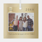 Zakelijke logo foto goud dank u Kerstmis Glas Ornament (Voorkant)