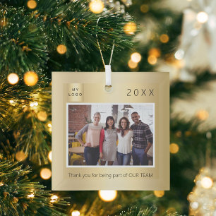 Zakelijke logo foto goud dank u Kerstmis Glas Ornament