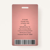 Zakelijke Logo Foto ID QR Barcode Pink Rose Gold Badge (Achterkant)