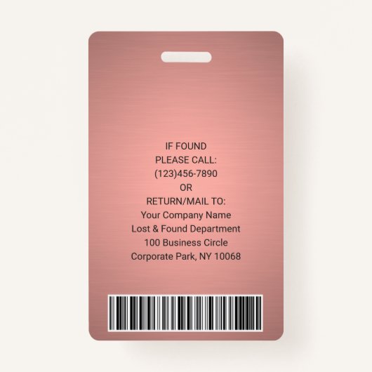 Zakelijke Logo Foto ID QR Barcode Pink Rose Gold Badge (Achterkant)
