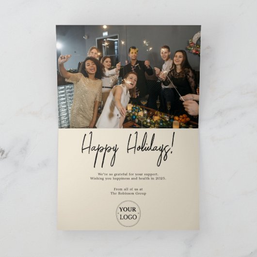 Zakelijke Logo Foto Kerst Feestdagen Kaart (Binnen)