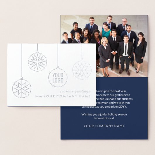 Zakelijke Logo & Foto Kerstversiering Vakantie Folie Kaarten (Display)