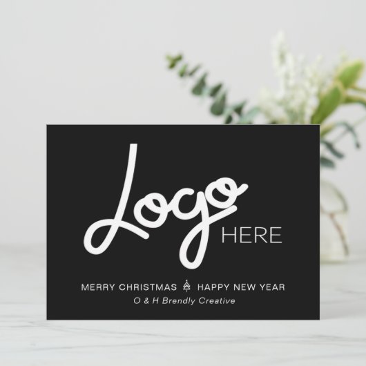 Zakelijke Logo/foto Moderne kerstvakantie Kaart (Staand voorkant)