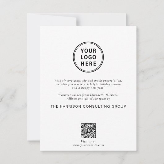 Zakelijke Logo Foto QR Code Corporate Christmas Feestdagenkaart (Achterkant)