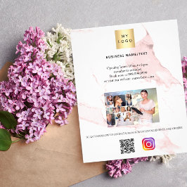 Zakelijke logo foto qr code instagram roze marmer flyer