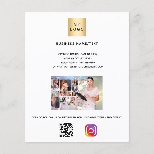 Zakelijke logo foto, qr-code instagram tekst flyer (Achterkant)