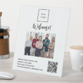 Zakelijke logo foto welkom openingstijden QR-code Reclamebord Met Voetstuk (Insitu)