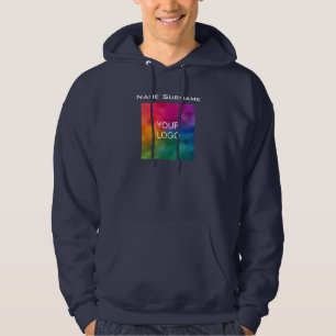 Zakelijke Logo Front Design Navy Blue Mannen Basic Hoodie