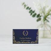 Zakelijke Logo Gold Foil Peacock Corner Blu Visitekaartje (Staand voorkant)