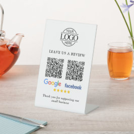 Zakelijke Logo Google & Facebook Reviews QR Code Reclamebord Met Voetstuk