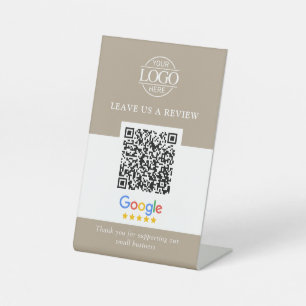 Zakelijke Logo Google & Facebook Reviews QR Code Reclamebord Met Voetstuk