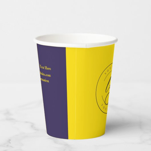 Zakelijke Logo | Goud en marineblauw Minimale Aang Papieren Bekers (Rechts)