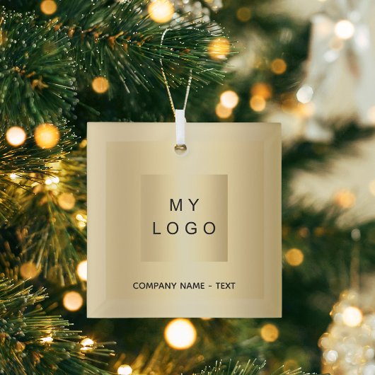 Zakelijke logo gouden kerst glas ornament