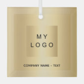 Zakelijke logo gouden kerst glas ornament (Voorkant)