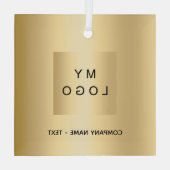Zakelijke logo gouden kerst glas ornament (Achterkant)