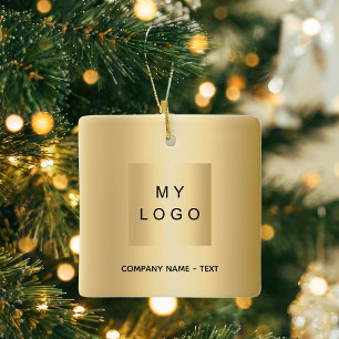 Zakelijke logo gouden kerst keramisch ornament