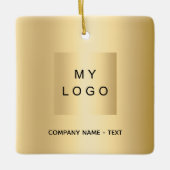Zakelijke logo gouden kerst keramisch ornament (Voorkant)