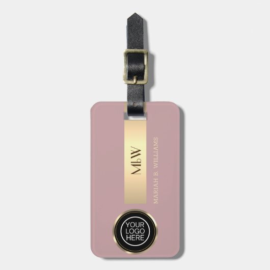 Zakelijke Logo - Gouden Metaal monogrammed Naam Bagagelabel (Voorkant verticaal)