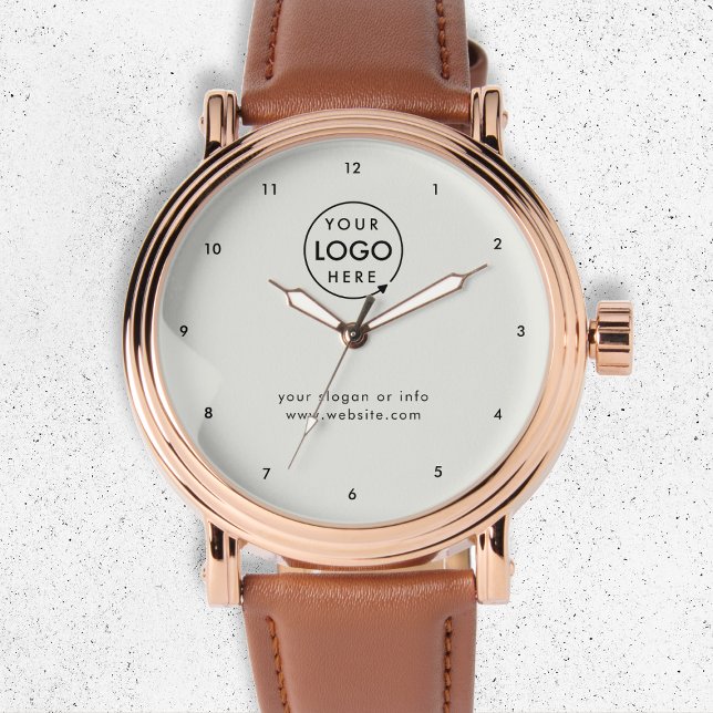 Zakelijke Logo | Grijs Modern Minimalist Corporate Horloge (Minimalist company branded watches for your team apparel, corporate gifting or promotional swag.)