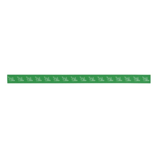Zakelijke Logo, Groene Branded Bedrijf Kerstmis Grosgrain Lint (Voorkant)