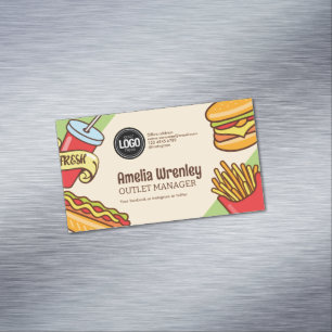 Zakelijke Logo   Hamburger Hotdog-thema Magnetisch Visitekaartje