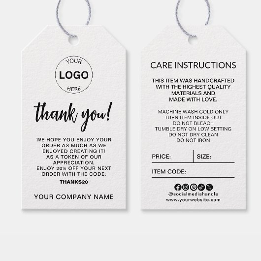 Zakelijke Logo Hang Label Prijs Swing Care Details Cadeaulabel