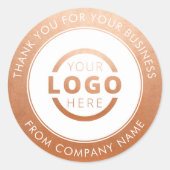 Zakelijke Logo - Hartelijk dank voor Roos Gold Ronde Sticker (Voorkant)