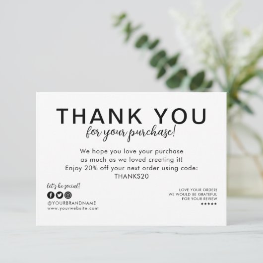 Zakelijke Logo Hartelijk dank voor uw inkooporder Bedankkaart (Staand voorkant)