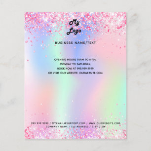 Zakelijke logo holografisch zwart roze glitter flyer