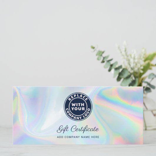 Zakelijke Logo Holografische Cadeaubon Aangepast (Staand voorkant)